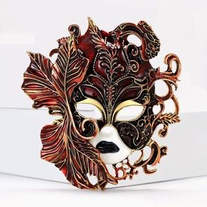 Enamel Theater Mask Pendant Brooch Modern New